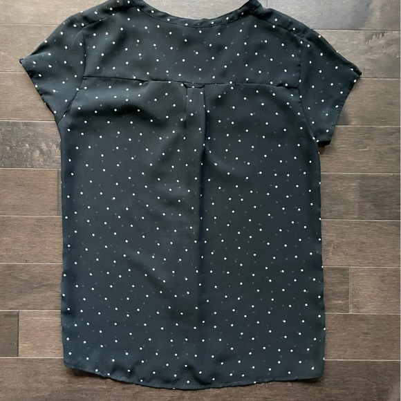 Zara Black with White  Polka Dots Sheer Blouse Size Small - Picture 6 of 6